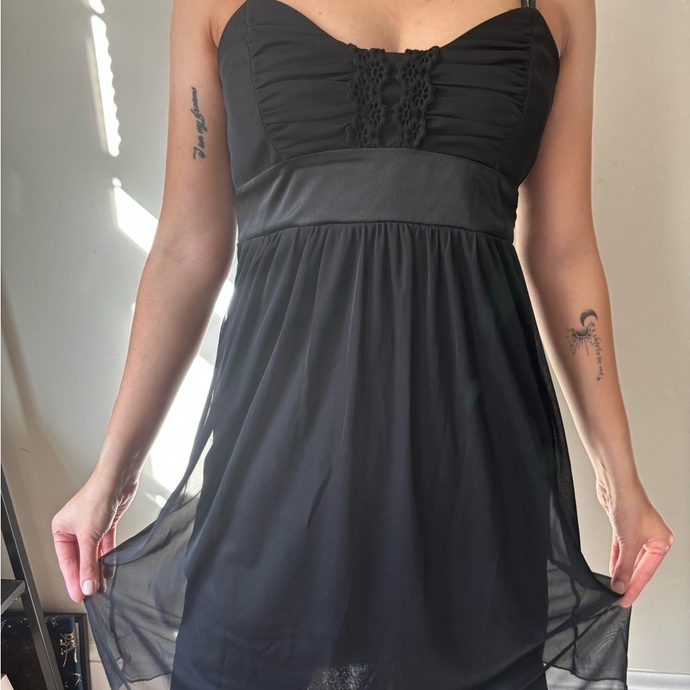Y2K Goth Black Grunge Fairy Midi Sheer Whimsygoth strapless dress - Size Small